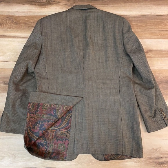 Lauren Ralph Lauren Blazer Mens 40R Wool Paisley lined 2 Button Green Brown - Picture 14 of 14